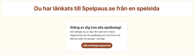 Aktivera spelpaus och blockera dig från alla svenska casino på en gång